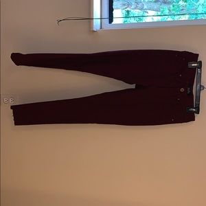 Burgundy stretchy high waisted jeans